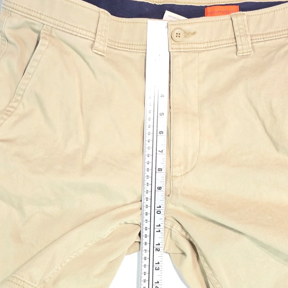 St Johns Bay Mens Khaki Chino Shorts Comfort Stretch Tan Size 36 75473-8